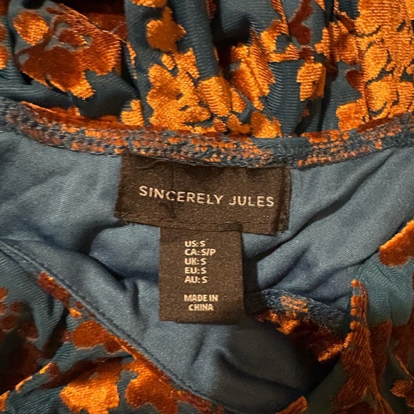 Sincerely Jules Blue and velvet Brown Maxi Dress! Size small! - Picture 4 of 4